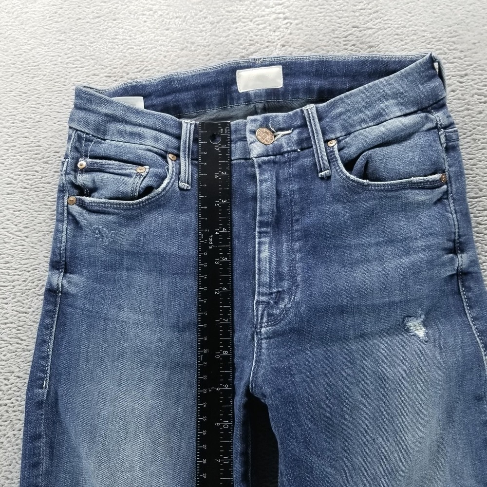 Mother Jeans Womens 24 Blue High Waisted Looker Ankle Fray Distressed Stretch - Picture 9 of 12